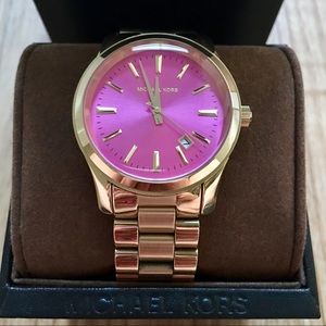 Michael Kors Hot Pink/Gold Watch
